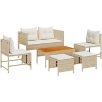Garten-Sofa-Set 6 pcs Beige, Creme Poly-Rattan Vidaxl Garten-Sofa-Set 6 pcs Beige, Creme Poly-Rattan Vidaxl von VIDAXL