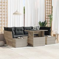 Garten-Sofa-Set 7-teilig Grau PE-Rattan Rechteckig Modern - Vidaxl von VIDAXL