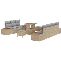 Garten-Sofa-Set mit Kissen 10 pcs Beige Poly Rattan Vidaxl von VIDAXL