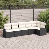 Garten-Sofa-Set mit Kissen 6 pcs Schwarz Poly Rattan Vidaxl von VIDAXL