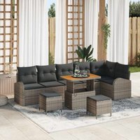 Garten-Sofa-Set mit Kissen 9 pcs Grau Poly Rattan Vidaxl Garten-Sofa-Set mit Kissen 9 pcs Grau Poly Rattan Vidaxl von VIDAXL