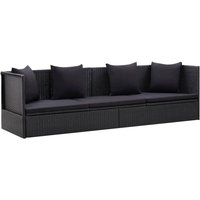 Vidaxl - Garten-Sofabett mit Kissen Poly Rattan Schwarz von VIDAXL