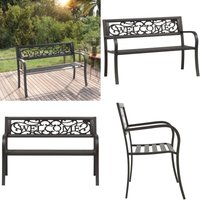 Vidaxl - Gartenbank 125 cm Stahl Schwarz - Gartenbank - Sitzbank - Outdoor Möbel - Balkonmöbel - Terrassentisch - Home & Living von VIDAXL