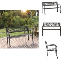 Gartenbank 125 cm Stahl Schwarz - Gartenbank - Sitzbank - Outdoor Möbel - Balkonmöbel - Terrassentisch von VIDAXL
