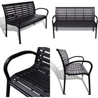 Gartenbank 125 cm Stahl und wpc Schwarz - Gartenzubehör - Gartenbank - Outdoor Möbel - Terrasse - Balkon - Home & Living von VIDAXL
