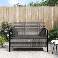 Gartenbank 2-Sitzer mit Kissen Grau Poly Rattan - Gartenbank - Outdoor Möbel - Balkonmöbel - Terrassenmöbeln - Rattan Gartenmöbel von VIDAXL