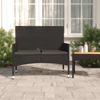 Vidaxl - Gartenbank 2-Sitzer mit Kissen Schwarz Poly Rattan von VIDAXL