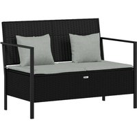 Gartenbank 2-Sitzer mit Kissen Schwarz Poly Rattan Vidaxl von VIDAXL