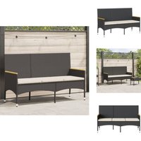 Gartenbank 3-Sitzer mit Kissen Schwarz Poly Rattan - Gartensessel - Gartenbank - Outdoor-Möbel - Balkonmöbel - Rattanmöbel von VIDAXL