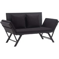 vidaXL Gartenbank mit Auflagen 176 cm Schwarz Poly Rattan vidaXL Gartenbank mit Auflagen 176 cm Schwarz Poly Rattan von VIDAXL
