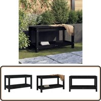 Gartenbank Schwarz 82,5x35x45 cm Massivholz Kiefer - Gartenbank - Holzmöbel - Gartenmöbel - Outdoor Möbel - Kiefernholz von VIDAXL