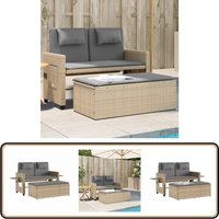 Gartenbank Verstellbar mit Kissen Beige Poly Rattan - Gartenzubehör - Gartenmöbel - Gartenbank - Liegefunktion - Outdoormöbel von VIDAXL