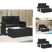 Gartenbank Verstellbar mit Kissen Schwarz Poly Rattan - Gartenzubehör - Gartenmöbel - Outdoormöbel - Esszimmergarnituren - Lounge Set von VIDAXL