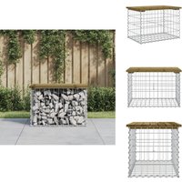 Gartenbank aus Gabionen 63x44x42 cm Kiefernholz Imprägniert - Gartenbank - Kiefernholz - Gabione - Gartenmöbeln - Terrasse von VIDAXL