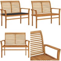 Gartenbank mit Anthrazit Auflage 112 cm Massivholz Teak - Gartenbank - Teakholz Gartenmöbel - Outdoor Bank - Gartendekoration - Terrasse Deko - Home Gartenbank mit Anthrazit Auflage 112 cm Massivholz Teak - Gartenbank - Teakholz Gartenmöbel - Outdoor Bank - Gartendekoration - Terrasse Deko - Home von VIDAXL