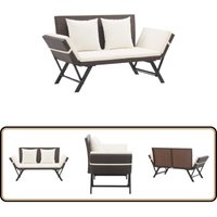 Gartenbank mit Auflagen 176 cm Braun Poly Rattan - Outdoor Möbel - Gartenbank - Lounge Chair - Relaxsessel - Sonnenschirm von VIDAXL