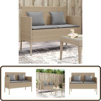 Gartenbank mit Kissen Beige Poly Rattan - Gartenbank - Outdoor Möbel - Rattan Gartenmöbel - Gartenstuhl - Lounge Set von VIDAXL