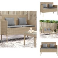 Gartenbank mit Kissen Beige Poly Rattan - Gartenbank - Outdoor Möbel - Rattan Gartenmöbel - Gartenstuhl - Lounge Set von VIDAXL