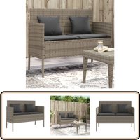 Gartenbank mit Kissen Grau Poly Rattan - Gartenbank - Outdoor Möbel - Rattan Gartenmöbel - Gartenstuhl - Balkonmöbel von VIDAXL