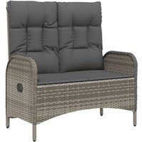 Gartenbank mit Liegefunktion und Kissen 107 cm Poly Rattan Grau Vidaxl von VIDAXL