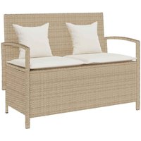 Gartenbank mit Stauraum und Kissen Beige Poly Rattan Vidaxl 143354 von VIDAXL