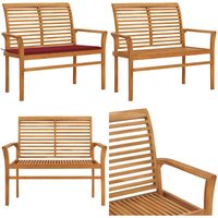 Gartenbank mit Weinroter Auflage 112 cm Massivholz Teak - Gartenbank - Teakholz - Outdoormöbel - Gartenmöbeln - Terrasse - Home & Living Gartenbank mit Weinroter Auflage 112 cm Massivholz Teak - Gartenbank - Teakholz - Outdoormöbel - Gartenmöbeln - Terrasse - Home & Living von VIDAXL