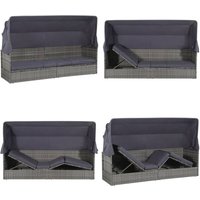 Gartenbett mit Baldachin Grau 205×62 cm Poly Rattan - Strandkorb - Gartenmöbel - Sonnenliege - Rattan Möbel - Outdoor Möbel - Home & Living von VIDAXL