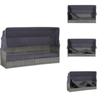 Gartenbett mit Baldachin Grau 205×62 cm Poly Rattan - Strandkorb - Gartenmöbel - Sonnenliege - Rattan Möbel - Outdoor Möbel Gartenbett mit Baldachin Grau 205×62 cm Poly Rattan - Strandkorb - Gartenmöbel - Sonnenliege - Rattan Möbel - Outdoor Möbel von VIDAXL