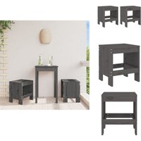 Gartenhocker 2 Stk. Grau 40x36x45 cm Massivholz Kiefer - Gartenhocker - Kiefernholz Möbel - Gartenstuhl - Terrassentisch - Outdoor Furniture von VIDAXL