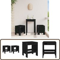 Gartenhocker 2 Stk. Schwarz 40x36x45 cm Massivholz Kiefer - Gartenhocker - Holzhäuser - Terrassentisch - Gartenstuhl - Outdoor Möbel von VIDAXL