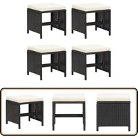 Vidaxl - Gartenhocker 4 Stk. mit Kissen Schwarz Poly Rattan - Gartenstuhl - Poly Rattan - Gartenmöbeln - Esszimmerstuhl - Balkonmöbel von VIDAXL