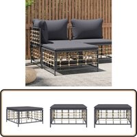 Gartenhocker mit Dunkelgrauem Kissen Poly Rattan - Gartenhocker - Sitzmöbeln - Outdoor Möbel - Lounge Set - Rattan Gartenmöbel von VIDAXL