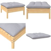 Gartenhocker mit Grauem Kissen Massivholz Kiefer - Gartenstuhl - Sitzgelegenheit - Outdoor Möbel - Lounge Set - Gartenlounge - Home & Living von VIDAXL