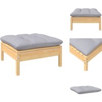Gartenhocker mit Grauem Kissen Massivholz Kiefer - Gartenstuhl - Sitzgelegenheit - Outdoor Möbel - Lounge Set - Gartenlounge von VIDAXL