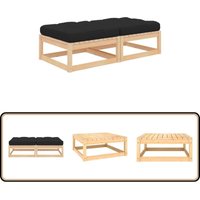 Vidaxl - Gartenhocker mit Kissen 2 Stk. Massivholz Kiefer - Gartenzubehör - Gartenstuhl - Gartenlounge - Outdoor Möbel - Kiefernholz von VIDAXL