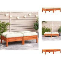 Vidaxl - Gartenhocker mit Kissen 2 Stk. Wachsbraun Massivholz Kiefer - Gartenhocker - Holzfußhocker - Outdoor Möbel - Terrassenmöbeln - Esszimmerstuhl von VIDAXL