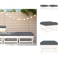Gartenhocker mit Kissen 2 Stk. Weiß Massivholz Kiefer - Gartenhocker - Kiefernholz Möbel - Lounge Set - Gartenmöbel - Terrassentisch Gartenhocker mit Kissen 2 Stk. Weiß Massivholz Kiefer - Gartenhocker - Kiefernholz Möbel - Lounge Set - Gartenmöbel - Terrassentisch von VIDAXL