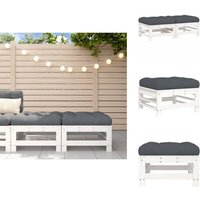 Gartenhocker mit Kissen 2 Stk. Weiß Massivholz Kiefer - Gartenhocker - Kiefernholz Möbel - Lounge Set - Gartenmöbeln - Terrassentisch von VIDAXL
