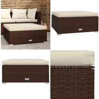 Gartenhocker mit Kissen Braun 70x70x30 cm Poly Rattan - Gartenzubehör - Gartenstuhl - Outdoor Möbel - Lounge Set - Gartenfußhocker - Home & Living von VIDAXL