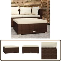 Vidaxl - Gartenhocker mit Kissen Braun 70x70x30 cm Poly Rattan - Gartenzubehör - Gartenstuhl - Outdoor Möbel - Lounge Set - Gartenfußhocker von VIDAXL