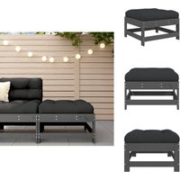 Vidaxl - Gartenhocker mit Kissen Grau Massivholz Kiefer - Gartenstuhl - Holzsessel - Lounge Chair - Gartenlounge - Balkonmöbeln von VIDAXL