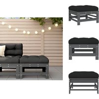 Vidaxl - Gartenhocker mit Kissen Grau Massivholz Kiefer - Gartenstuhl - Holzsessel - Lounge Chair - Gartenlounge - Balkonmöbeln von VIDAXL