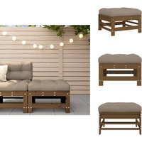 Gartenhocker mit Kissen Honigbraun Massivholz Kiefer - Gartenhocker - Holzstuhl - Lounge Möbel - Esszimmerstühle - Balkonmöbeln von VIDAXL