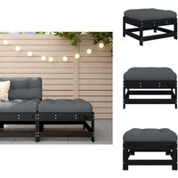 Gartenhocker mit Kissen Schwarz Massivholz Kiefer - Gartenstuhl - Holzsessel - Gartenmöbeln - Lounge Möbel - Balkonmöbel von VIDAXL
