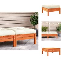 Gartenhocker mit Kissen Wachsbraun Massivholz Kiefer - Holzfußhocker - Gartenstuhl - Outdoor Hocker - Lounge Möbel - Gartenlounge von VIDAXL