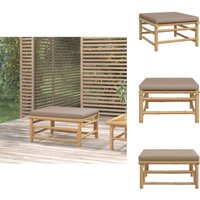 Gartenhocker mit Taupe Kissen Bambus - Bambussessel - Gartenstuhl - Lounge Sessel - Outdoor Möbel - Gartenhocker von VIDAXL