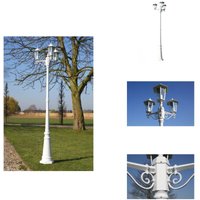 Gartenlaterne 3-flammig 215 cm Weiß Aluminium - Gartenleuchte - Außeleuchte - LED-Laterne - Wandleuchte - Terrasse Beleuchtung von VIDAXL