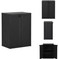 Gartenschrank Schwarz 65x45x88 cm pp Rattan-Optik - Lagerschrank - Garderobenschrank - Aufbewahrungsbox - Außenmöbel - Rattan Optik von VIDAXL