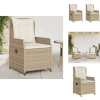 Gartensessel 2 Stk. Verstellbar Beige Poly Rattan - Gartensessel Verstellbar - Gartenstuhl Verstellbar - Garten Liegestuhl - Gartensessel von VIDAXL