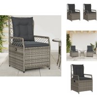 Gartensessel 2 Stk. Verstellbar Grau Poly Rattan - Gartensessel Verstellbar - Gartenstuhl Verstellbar - Garten Liegestuhl - Gartensessel von VIDAXL